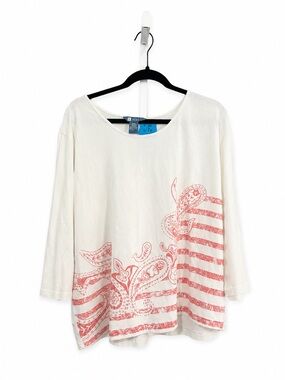 Koret White Paisley & Stripe Top